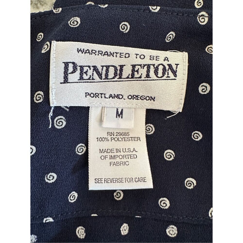 Pendleton Navy Print Button Front Tunic Blouse Size Medium - Picture 7 of 7